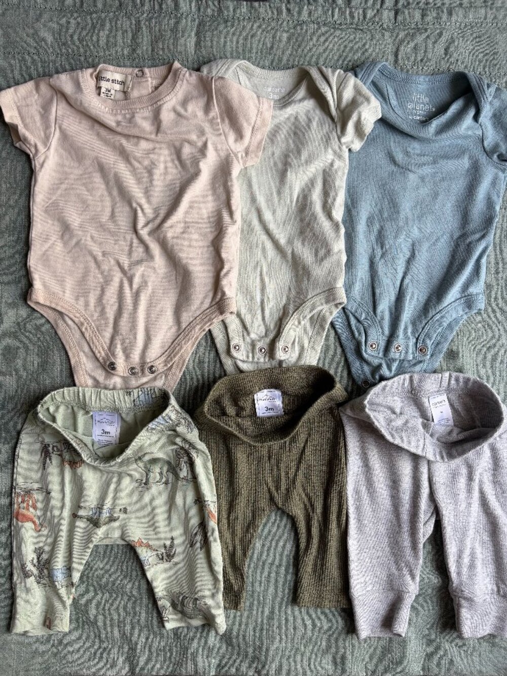 6 Piece Baby Neutral Basics Bundle - Onesies and Pants